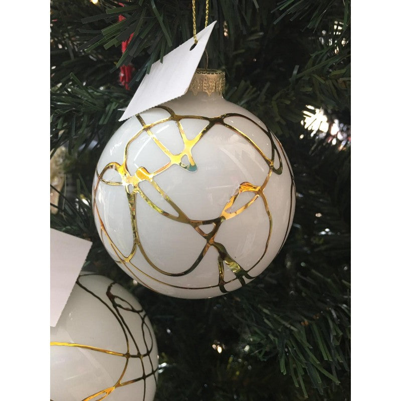 Set 2 Palline Bianche E Oro