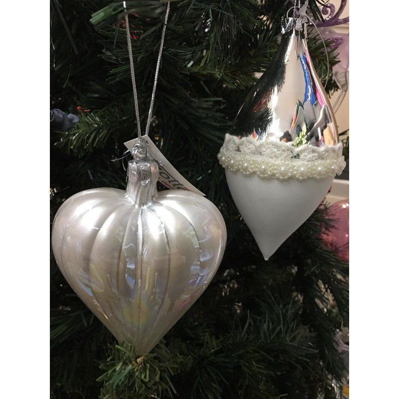 Set 2 Palline Bianco E Argento