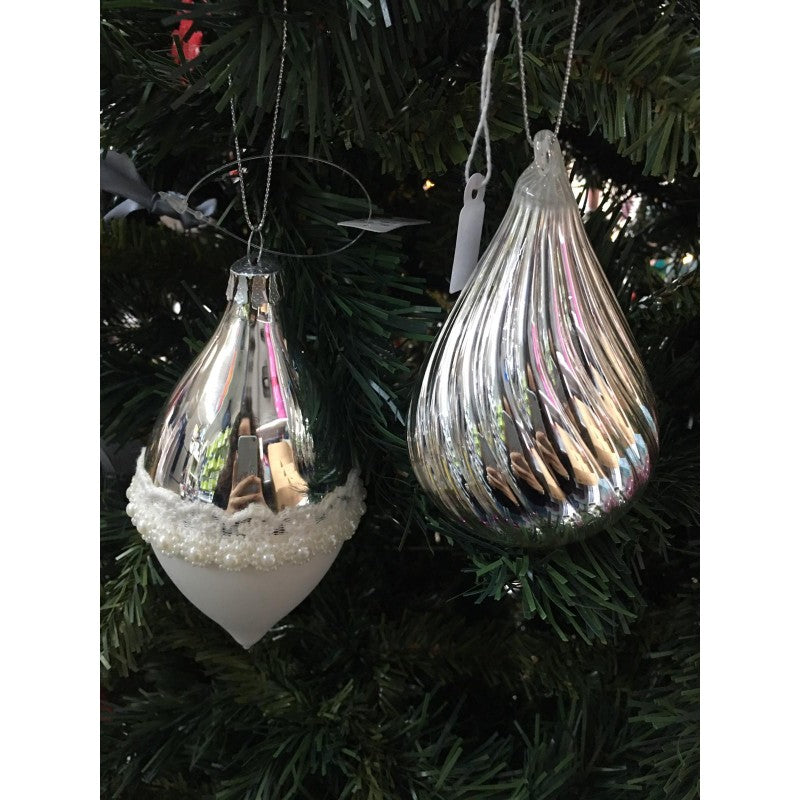 Set 2 Palline Bianco E Argento