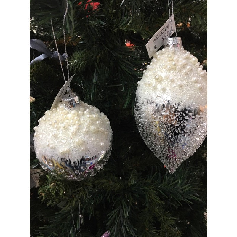 Set 2 Palline Bianco E Argento