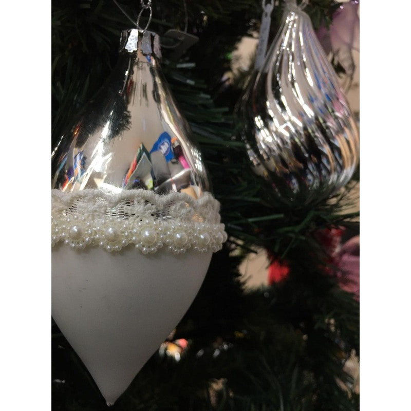 Set 2 Palline Bianco E Argento