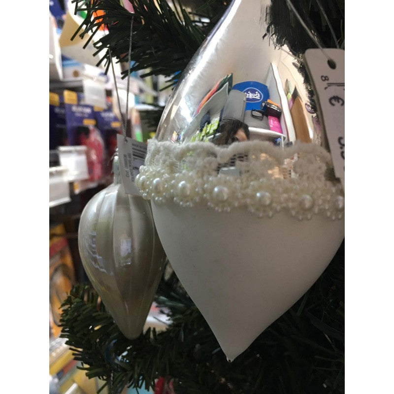 Set 2 Palline Bianco E Argento