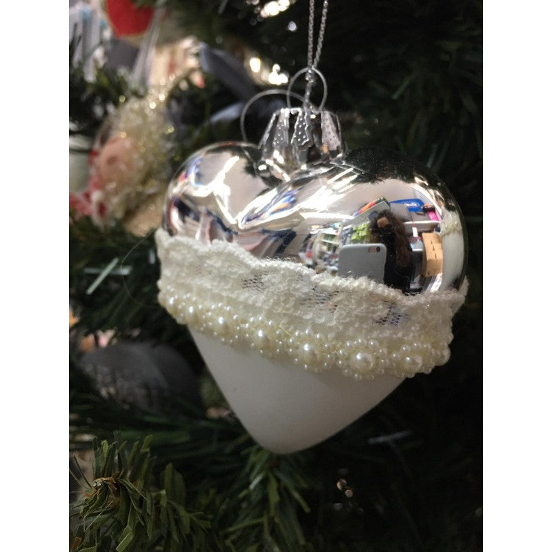 Set 2 Palline Bianco E Argento