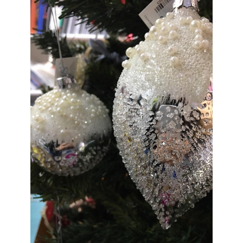 Set 2 Palline Bianco E Argento