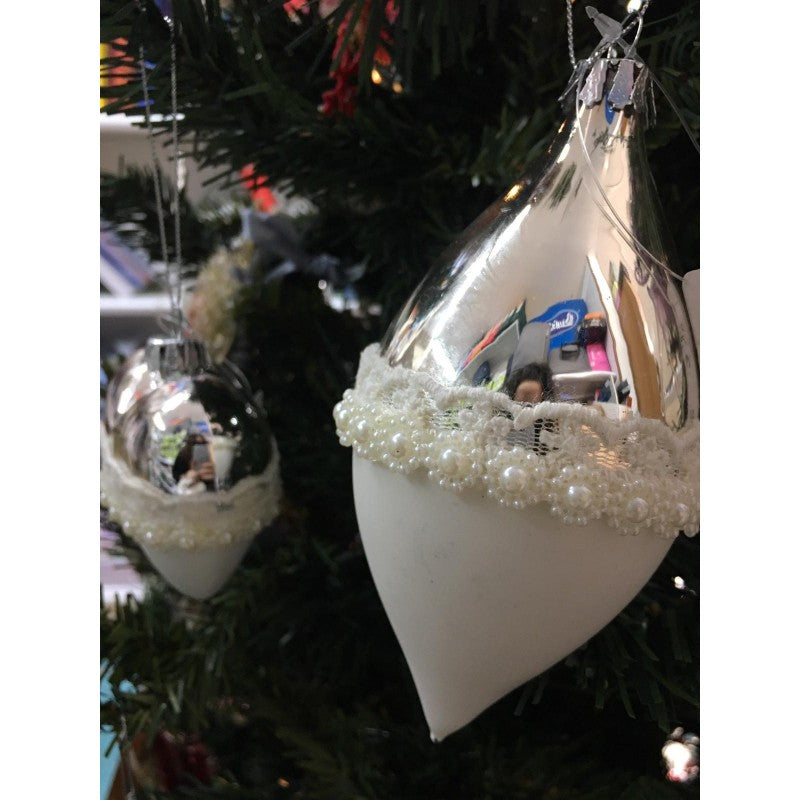 Set 2 Palline Bianco E Argento