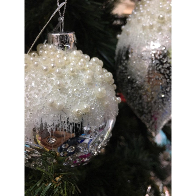 Set 2 Palline Bianco E Argento