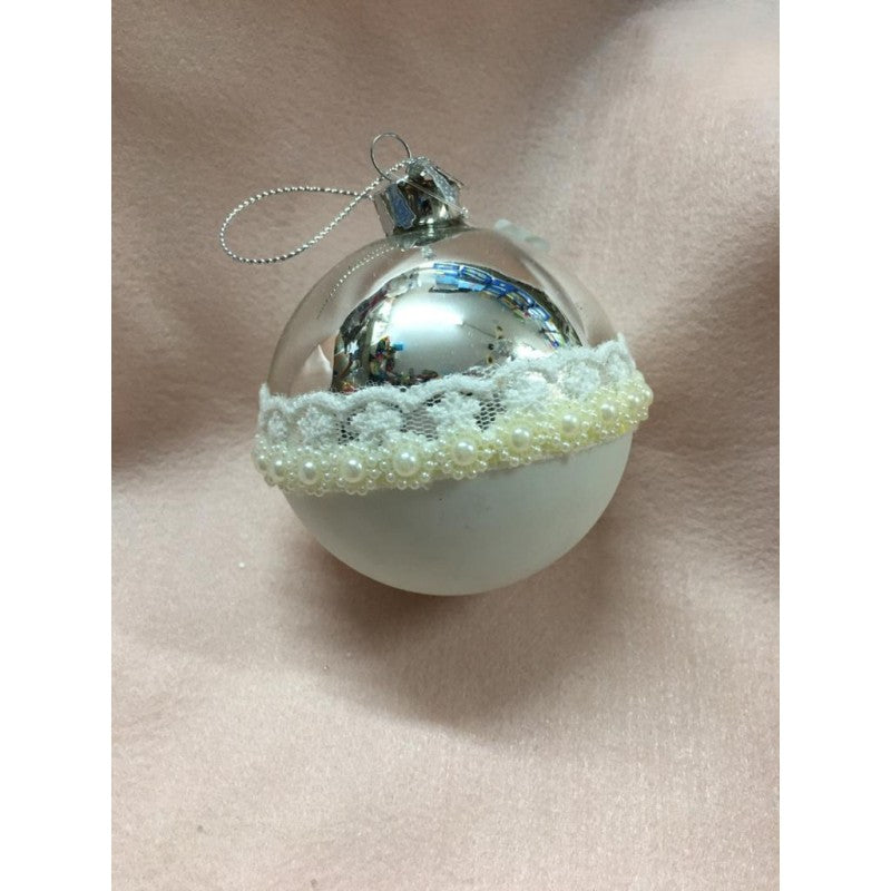 Set 2 Palline Bianco E Argento