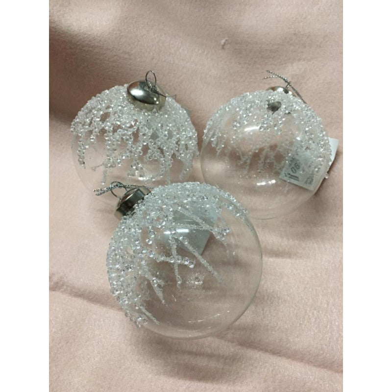 Set 2 Palline In Vetro Con Effetto Neve