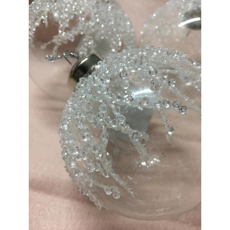 Set 2 Palline In Vetro Con Effetto Neve