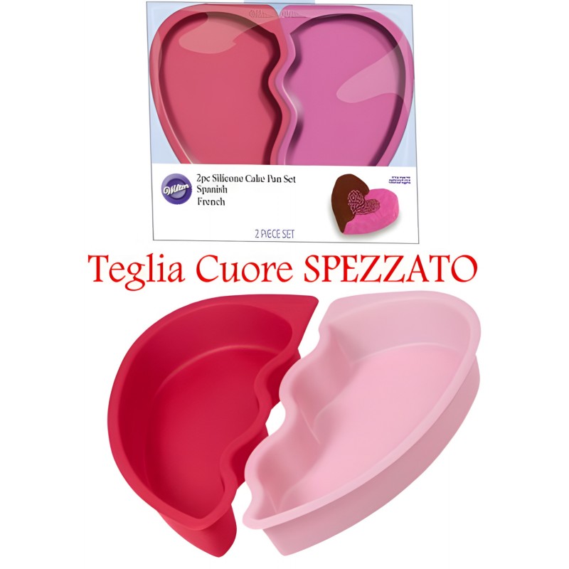 Set 2 Stampi In Silicone Cuore A Metà - Rosso/rosa