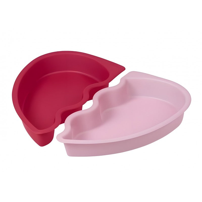 Set 2 Stampi In Silicone Cuore A Metà - Rosso/rosa