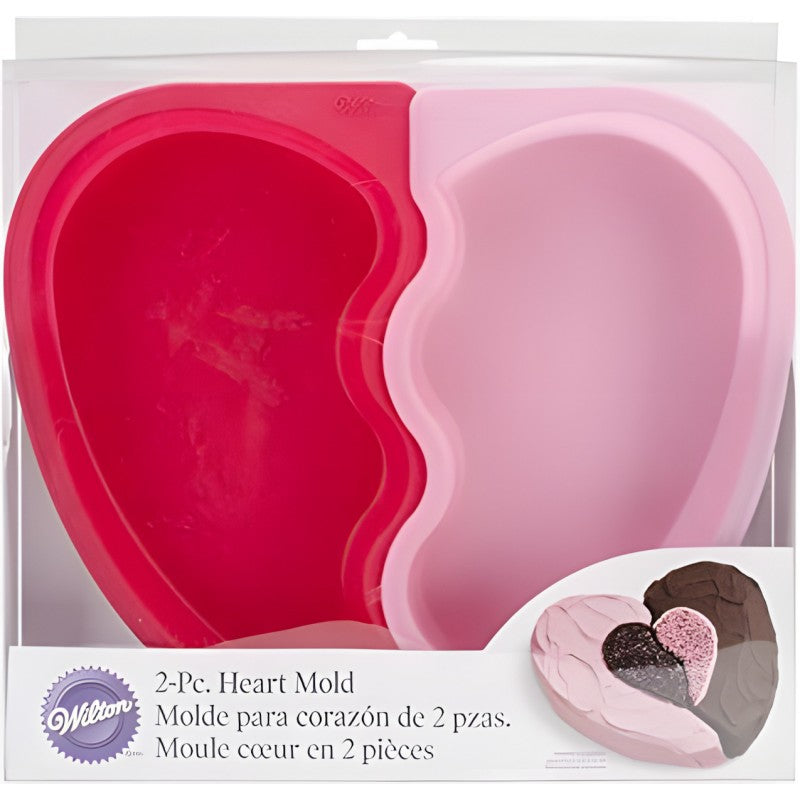 Set 2 Stampi In Silicone Cuore A Metà - Rosso/rosa