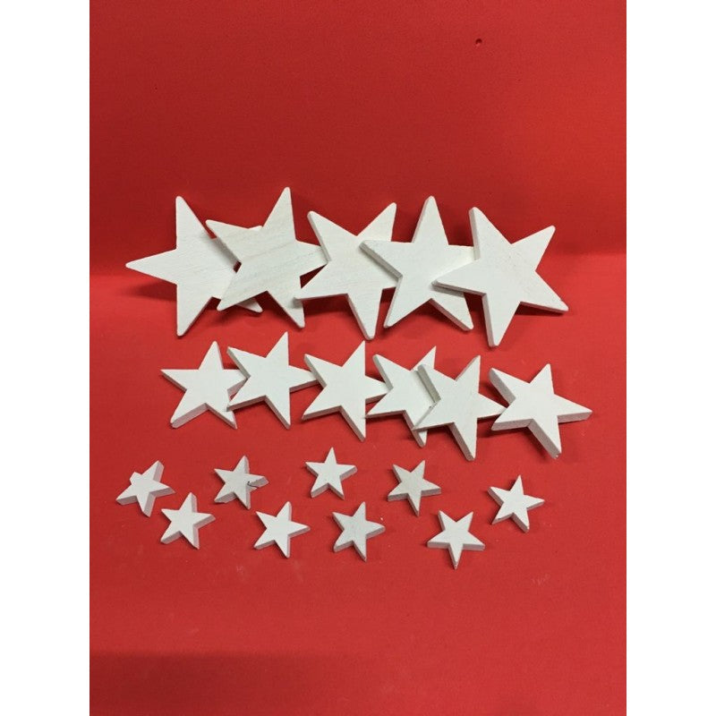 Set 20 Stelle In Legno - Varie Misure E Colori