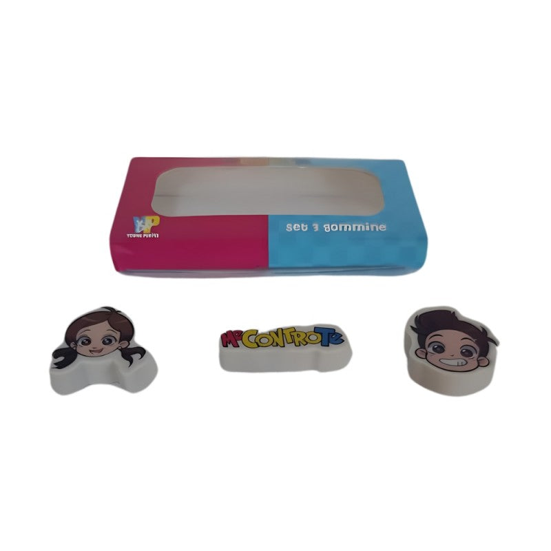 Set 3 Gomme Sagomate Me Contro Te, Luì E Sofì