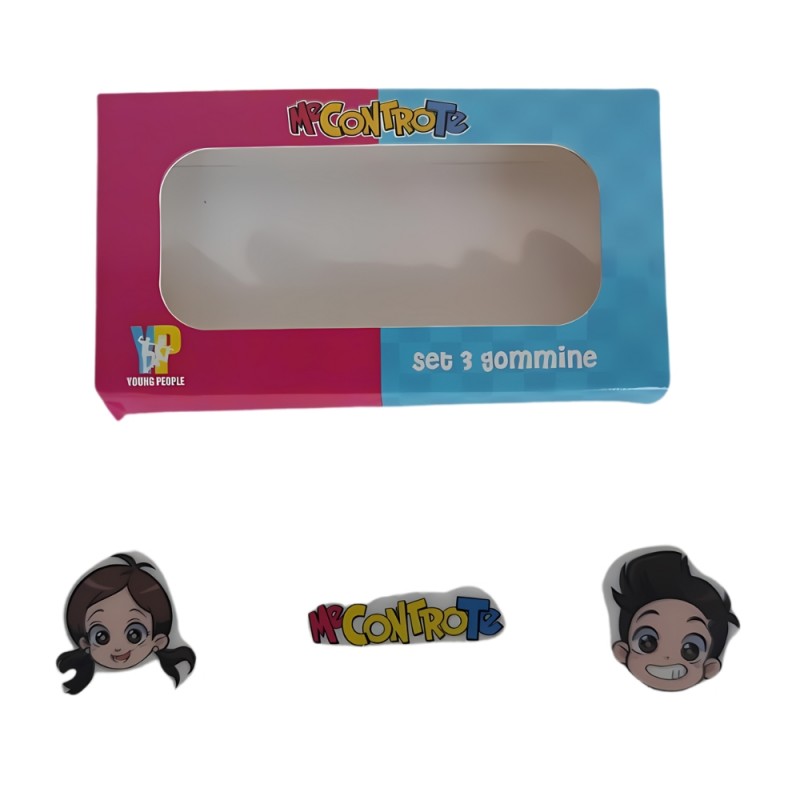 Set 3 Gomme Sagomate Me Contro Te, Luì E Sofì