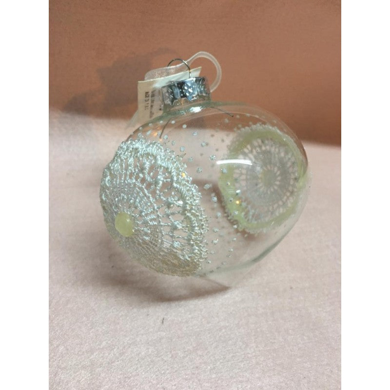 Set 3 Palline Trasparenti Con Merletto E Juta