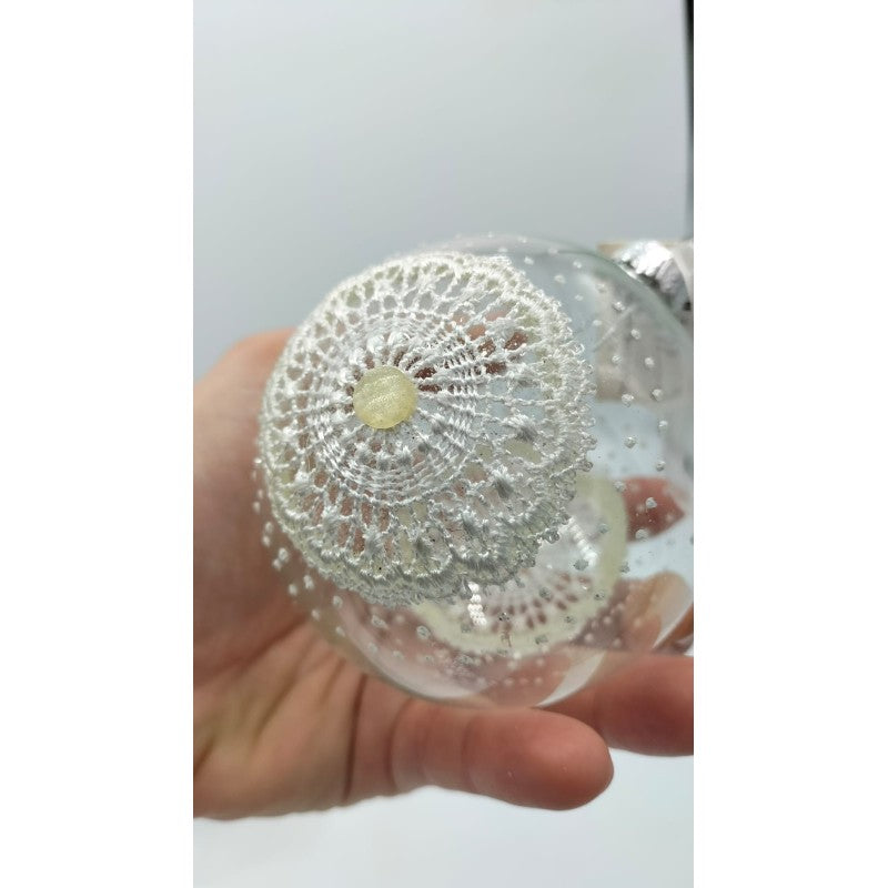 Set 3 Palline Trasparenti Con Merletto E Juta