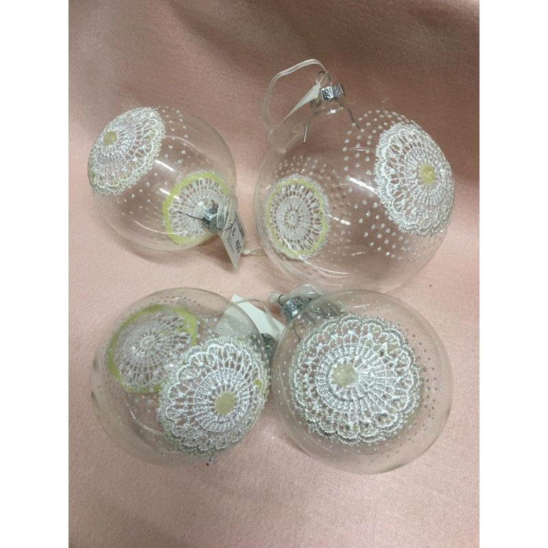 Set 3 Palline Trasparenti Con Merletto E Juta