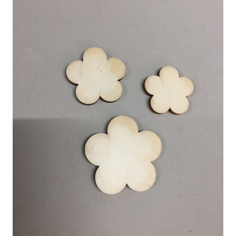 Set 3 Pz Sagome Fiori In Legno