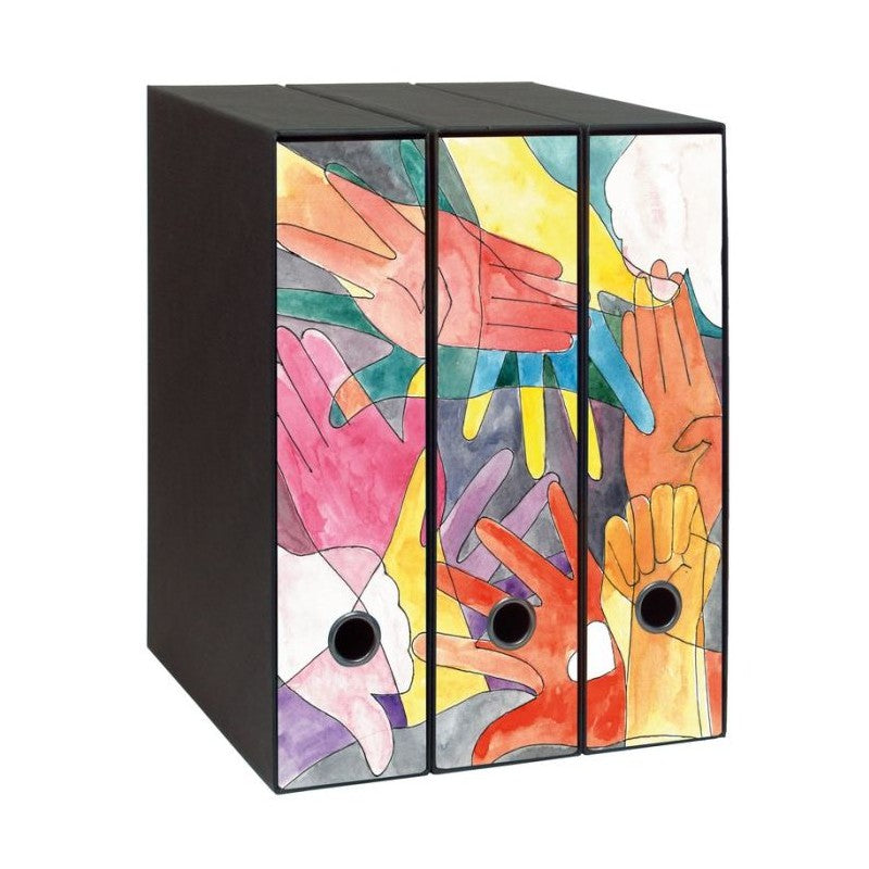 Set 3 Raccoglitori Image Donne - Multae Manus - Formato Protocollo - Dorso 8 Cm