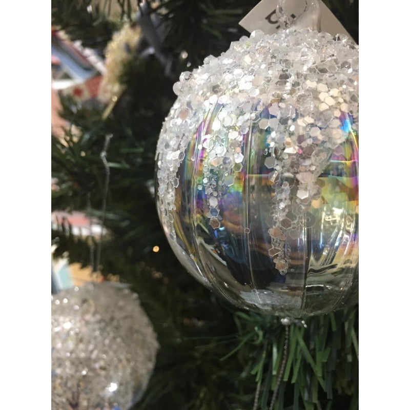 Set 4 Palline In Vetro Con Brillantini