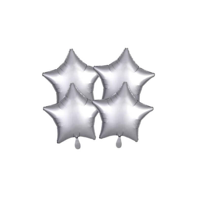 Set 4 Palloncini Stella Mylar 45 Cm Satinato Platino