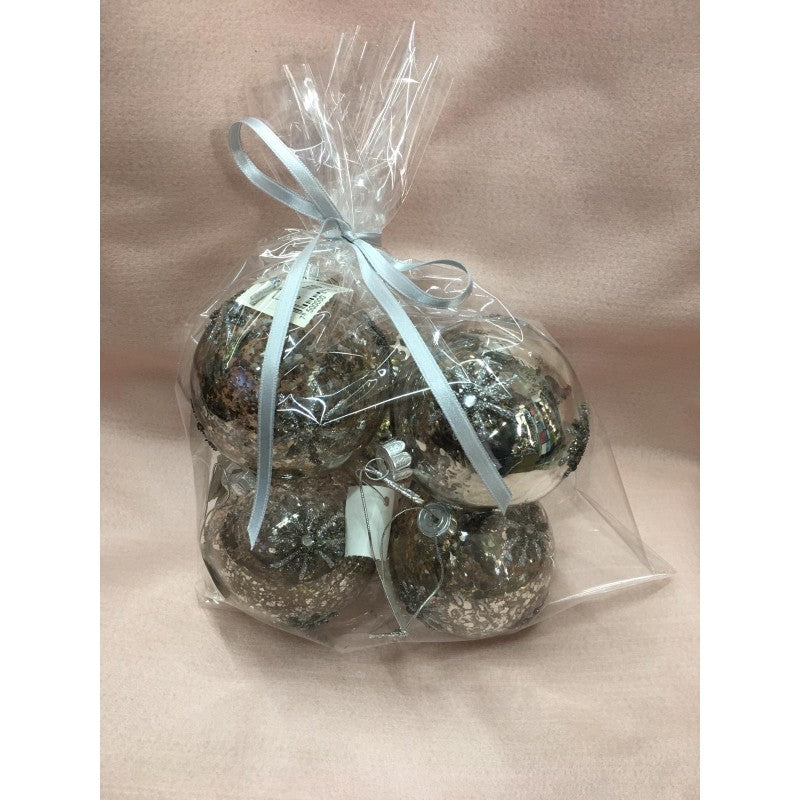 Set 5 Palline Con Decori In Rilievo