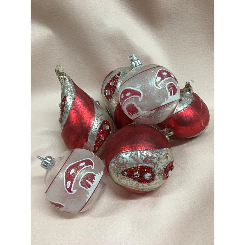 Set 6 Palline Con Decorazioni Assortite