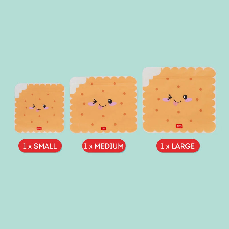 Set Di 3 Buste Per Alimenti Legami Cookie - Snack Bags