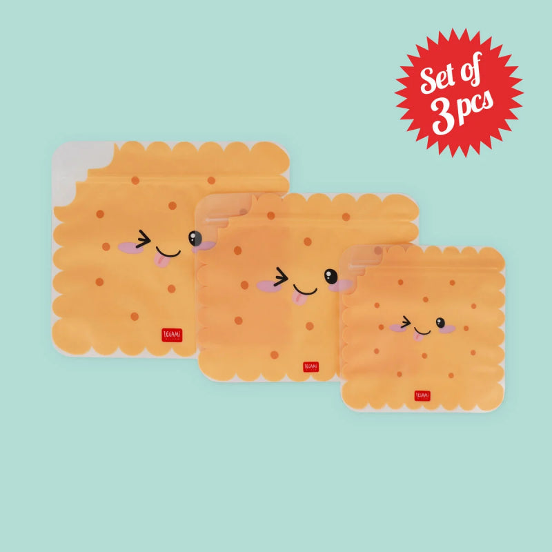Set Di 3 Buste Per Alimenti Legami Cookie - Snack Bags