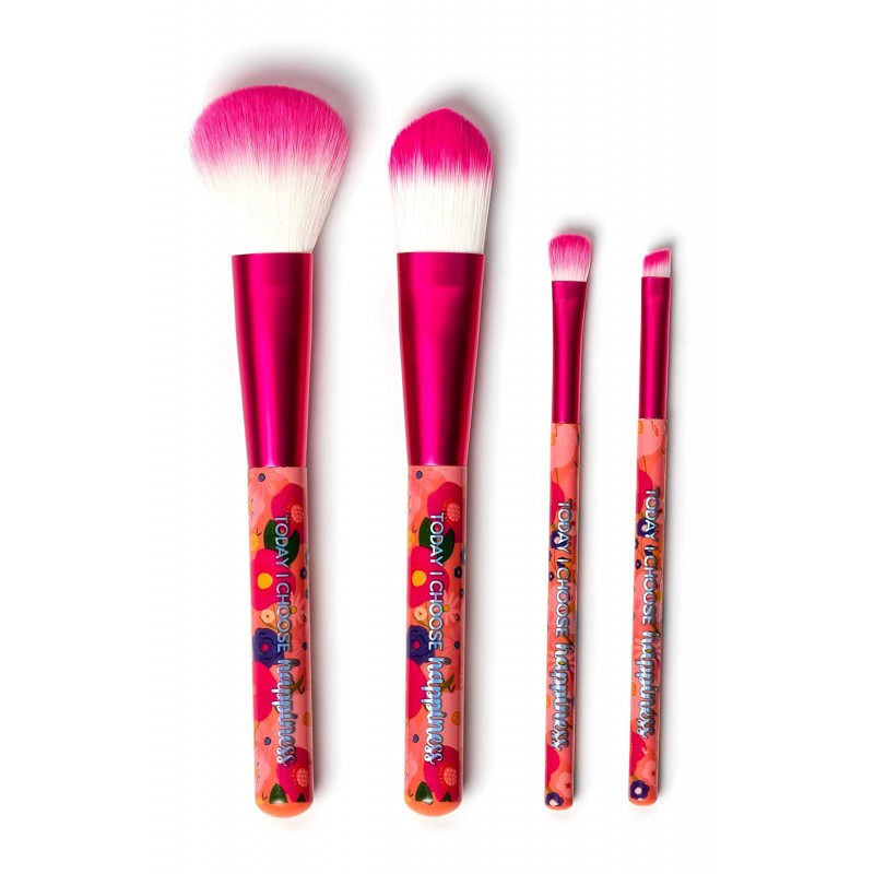 Set Di 4 Pennelli Per Il Trucco, Oh My Glow! Tema Flowers - Legami