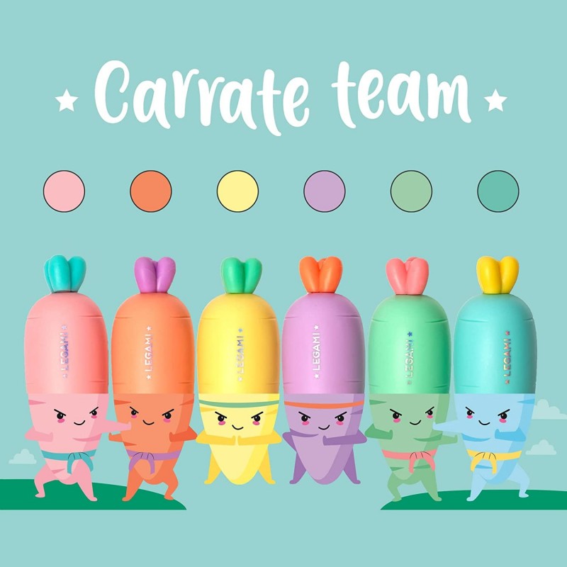Set Di 6 Mini Evidenziatori - Carrate Team - Carrot - Legami