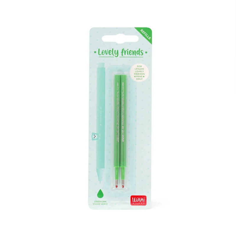 Set Di Due Refill Per Penna Gel - Lovely Friends Verde - Legami