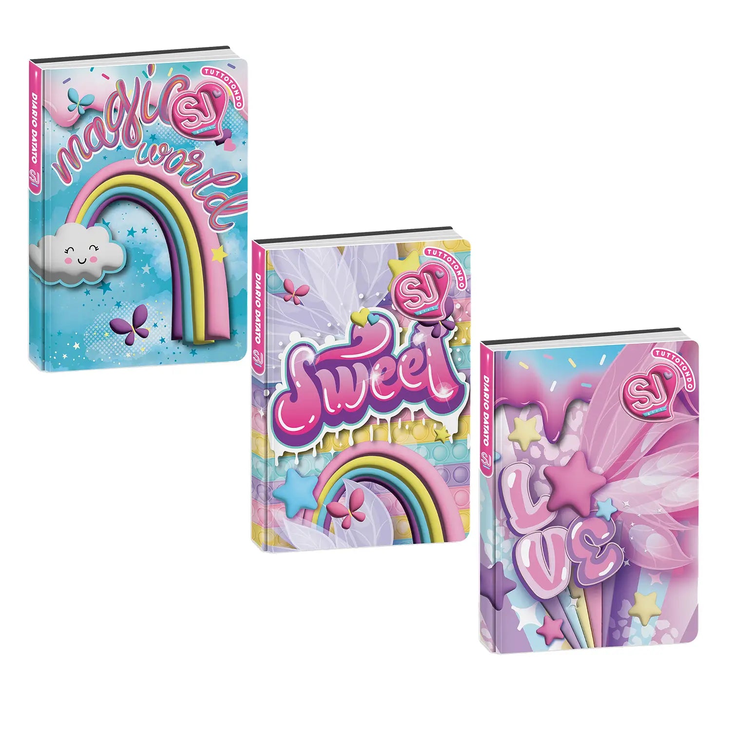 Diario Standard Giornaliero SJ Gang Wondrous Girl, Datato 2025-2026, 10 Mesi - Fantasie Assortite