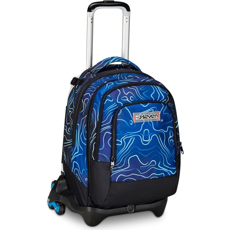 Seven Trolley Scuola Jack Detach 3 Ruote, Blu, Mapset Boy, 3 In 1