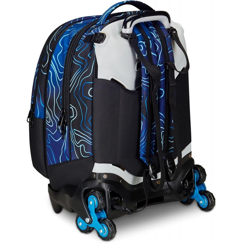 Seven Trolley Scuola Jack Detach 3 Ruote, Blu, Mapset Boy, 3 In 1