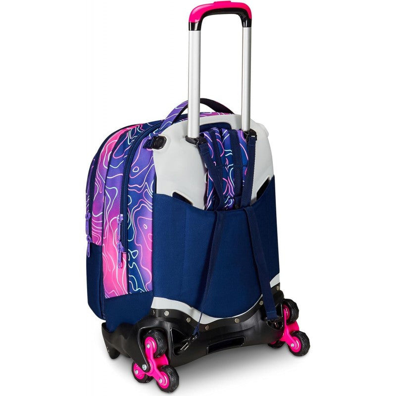 Seven Trolley Scuola Jack Detach 3 Ruote, Rosa, Mapset Girl, 3 In 1
