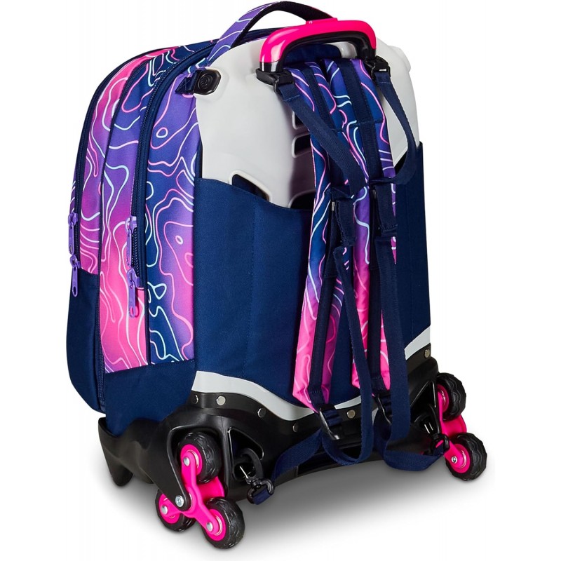 Seven Trolley Scuola Jack Detach 3 Ruote, Rosa, Mapset Girl, 3 In 1