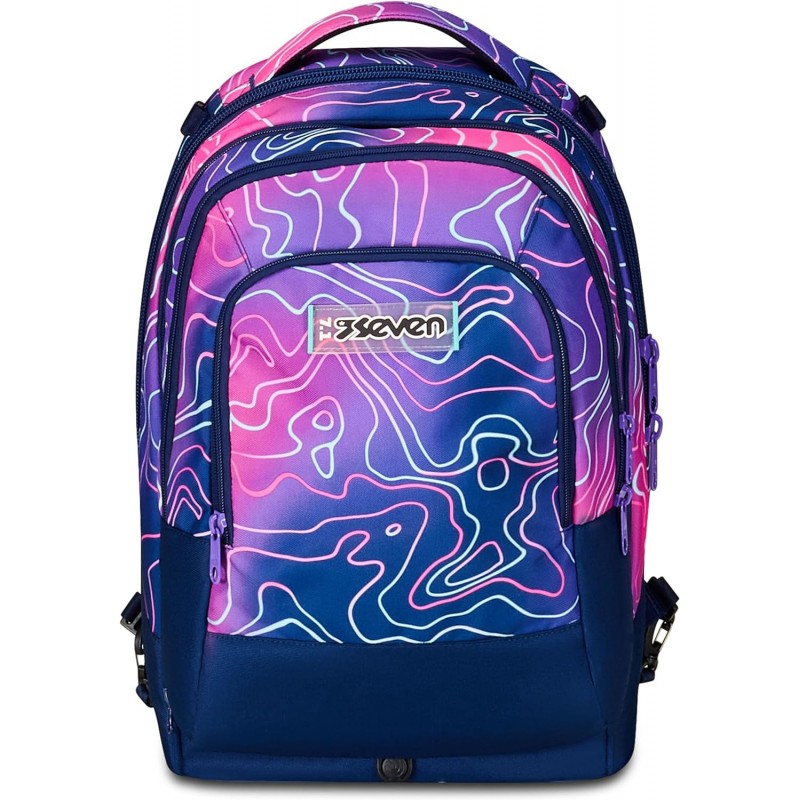 Seven Trolley Scuola Jack Detach 3 Ruote, Rosa, Mapset Girl, 3 In 1