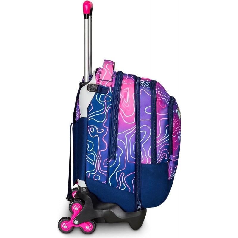 Seven Trolley Scuola Jack Detach 3 Ruote, Rosa, Mapset Girl, 3 In 1
