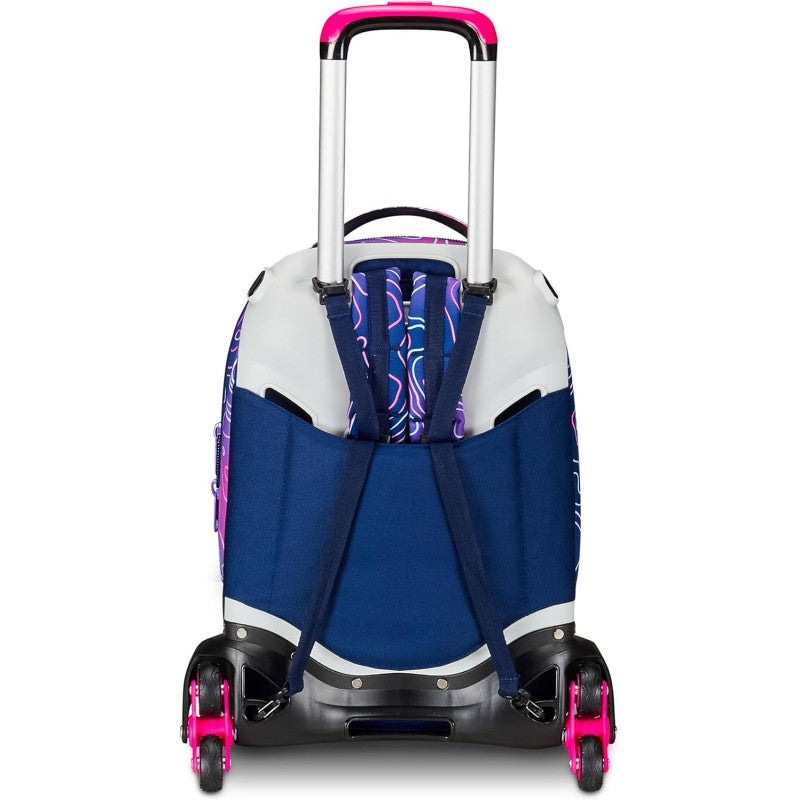 Seven Trolley Scuola Jack Detach 3 Ruote, Rosa, Mapset Girl, 3 In 1