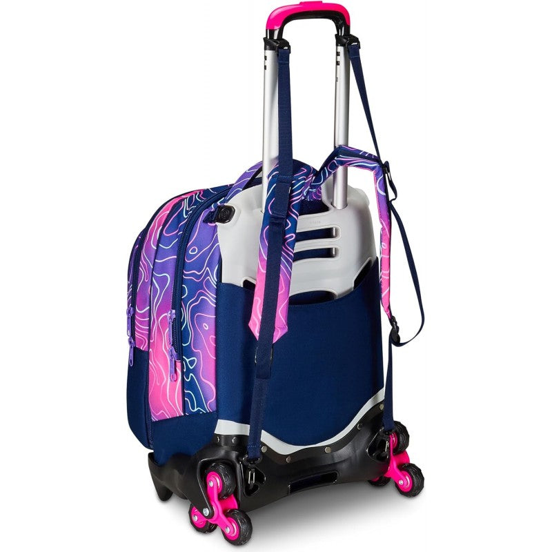 Seven Trolley Scuola Jack Detach 3 Ruote, Rosa, Mapset Girl, 3 In 1
