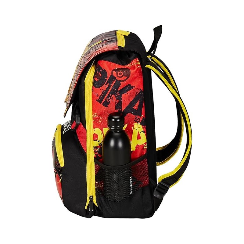 Seven Zaino Estensibile Pokemon - Pikachu, Giallo Rosso - Zaino Doppio Scomparto Sdoppiabile Con Tasca Porta Borraccia