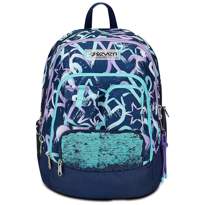 Seven Zaino Scuola Advanced, Crystal Purple, Viola Blu
