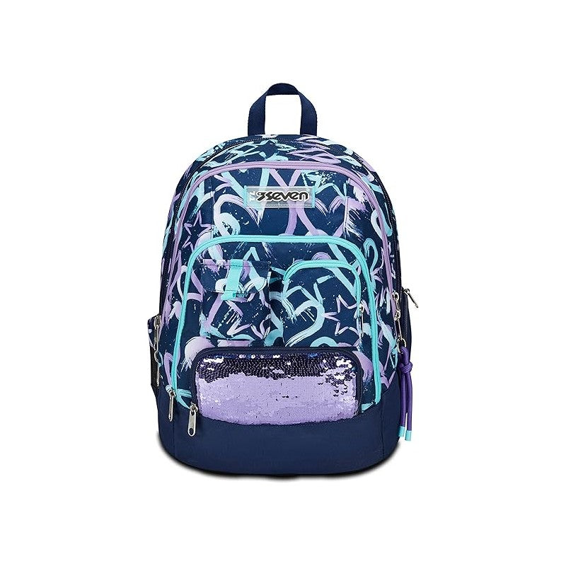 Seven Zaino Scuola Advanced, Crystal Purple, Viola Blu