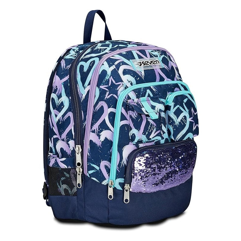 Seven Zaino Scuola Advanced, Crystal Purple, Viola Blu