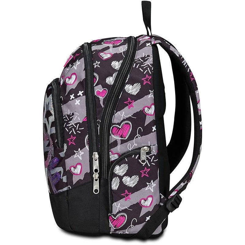 Seven Zaino Scuola Advanced, Draft Heart, Nero Fucsia