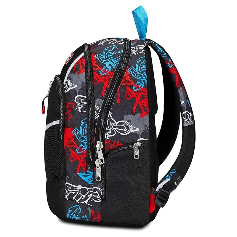 Seven Zaino Scuola Advanced, Half Street, Nero Rosso