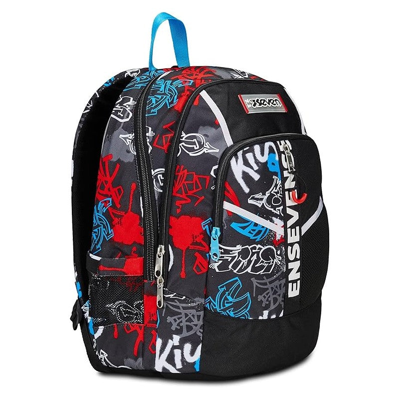 Seven Zaino Scuola Advanced, Half Street, Nero Rosso