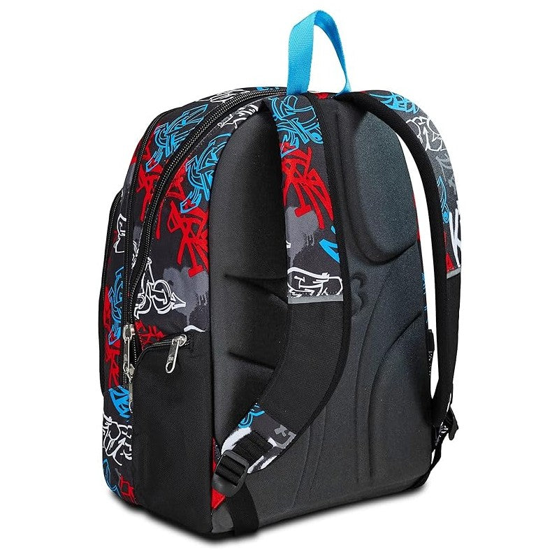 Seven Zaino Scuola Advanced, Half Street, Nero Rosso